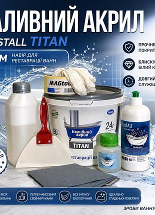 Рідкий наливний акрил plastall titan 1.2 м з набором для реставрації ванн оригінал