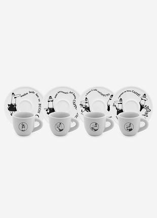 Набір чашок із блюдцями bialetti tazzine moka carosello, y0tz033