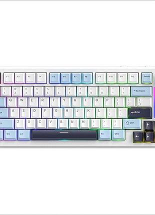 Игровая механическая клавиатура freewolf f75 / tri-mode / hot swap / silver moon switch / white blue / белый