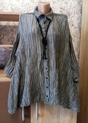 Роскошная жатая рубашка/туника grizas из льна и шелка (xl/оверсайз)