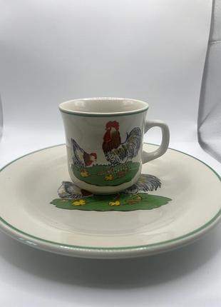 Вінтажний чайний сет-дует luciano collection, порцеляна, «півник і курочка»