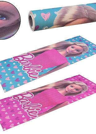 Килимок для йоги та фітнесу barbie pvc by0102 173см 61см 6мм бірюзовий барбі бірюзовий