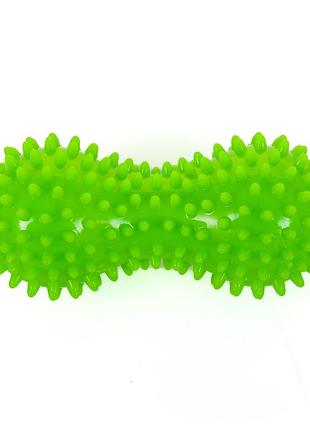 Масажер для спини «арахіс» подвійний їжак pvc 16х6, 5см gemini gd-002 зелений