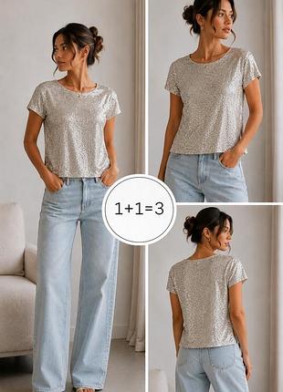 Блуза с пайетками серебриста размер l h&amp;m
