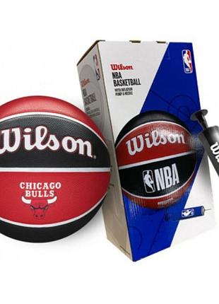М'яч баскетбольний в подарунковій коробці + насос wilson nba team tribute bskt chi bulls s розмір 7 wz4021501xp (оригінал)