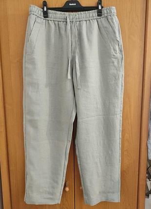 Новые мужские льняные брюки zara relaxed fit, 100% лен, m