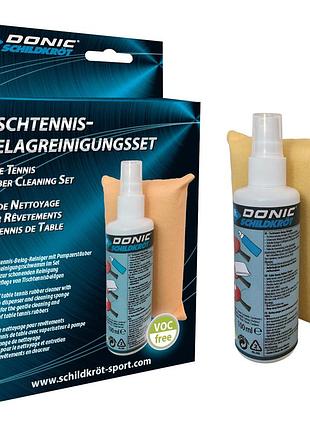 Набір для чищення ракеток donic cleaning set 100 мл та спонж