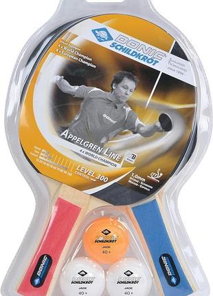 Набір ракеток для настільного тенісу donic applegren 300 2-player set 788634s (оригінал)