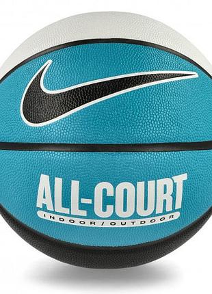 М'яч баскетбольний nike everyday all court 8p deflated розмір 7 white/teal nebula/black n.100.4369.110.07 (оригінал)