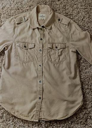 Бежевая рубашка american eagle (стиль сафари/милитари)