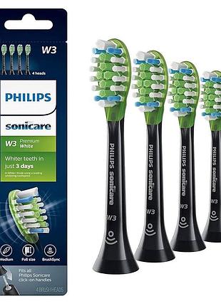 Насадки к электрической зубной щетке philips sonicare w3 premium white hx9064/95 (комплект 4 шт) - черные