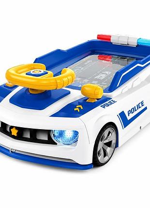 Детский гоночный симулятор вождения полиция adventure racing car, автотренажер, подсветка, звук, присоски, 2 способа питания