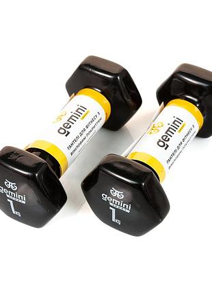 Гантелі для фітнесу gemini 2шт. × 1 кг, з вініловим покриттям, чорні, пара, gsd-1.0bk