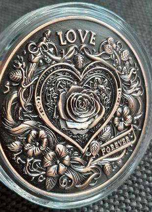 Подарочная сувенирная монета love forever 40 мм, 3d в капсуле