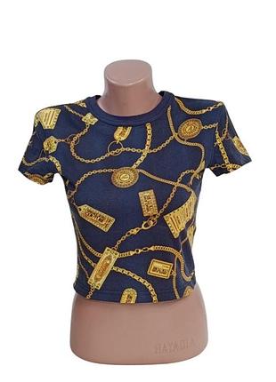 Футболка женская укороченная из хлопка versace jeans couture