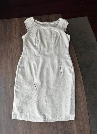 Лляна сукня футляр довжини міді в кольорі екрю m&s l розміру