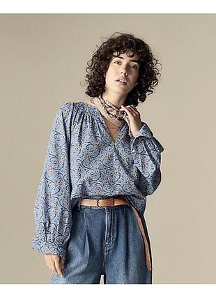 Блуза женская хлопковая в узор широкие рукава m&amp;s per una u914/eur42