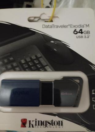 Kingston 64gb datatraveler  usb 3.2 
usb накопитель datatraveler exodia m от компании kingston обеспечивает недорогое надежное хранение