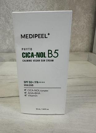 Веганський заспокійливий сонцезахисний крем medi peel phyto cica nol b5 calming vegan sun cream 50ml