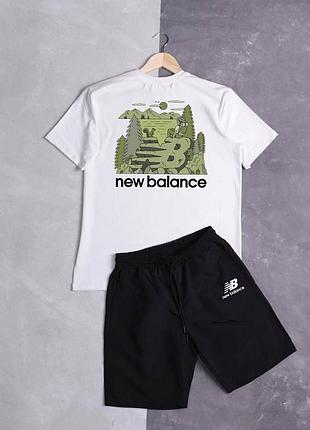 Футболка (білий) шорти нейлон new balance-green forest