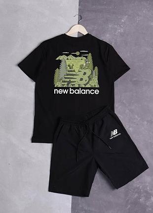 Футболка (чорний) шорти нейлон new balance-green forest