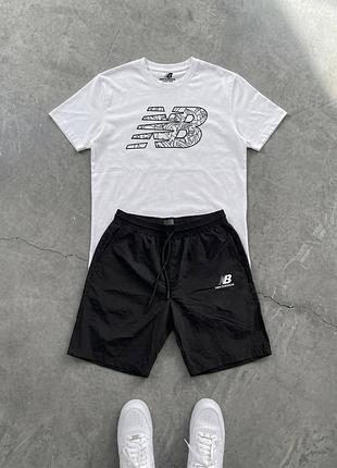 Футболка (білий)+шорти нейлон new balance logo line art