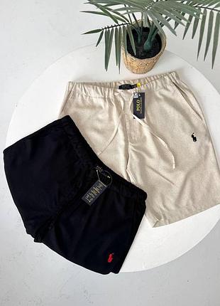 Шорты мужские льняные в стиле old money polo ralph lauren бежевий, s