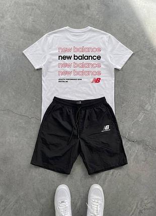 Футболка (білий)+шорти нейлон new balance red