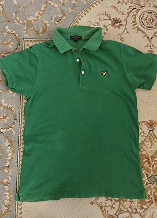 Оригінальне чоловіче поло lyle & scott vintage у насиченому зеленому кольорі.
