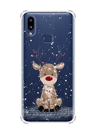 Чехол с утолщенными углами на samsung galaxy a10s (a107) олень новый год (принт 429)