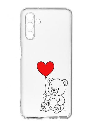 Прозорий чохол на samsung galaxy a54 5g / a546 ведмежатко з сердечком (принт 431)