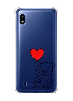 Чехол с утолщёнными углами на samsung galaxy a10 (2019)/a105 медвежонок с сердечком (принт 431)