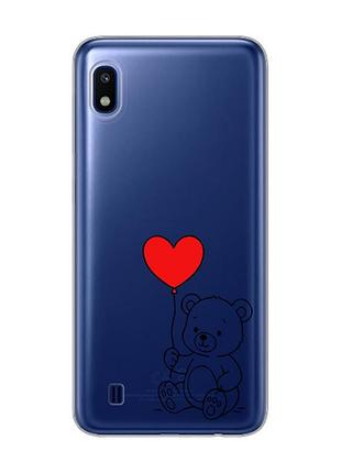 Прозорий чохол на samsung galaxy a10 (2019) a105 ведмежатко з сердечком (принт 431)