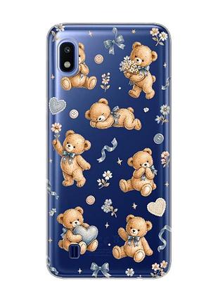 Прозрачный чехол на samsung galaxy a10 (2019) a105 плюшевые медвежата (принт 430)