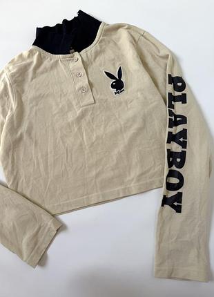 Жіноча кофта playboy, вкорочена кофта playboy принт, кофта з надписом на рукавові, кофтинка з надписами, жіночий лонгслів playboy жіночий лонг бренд