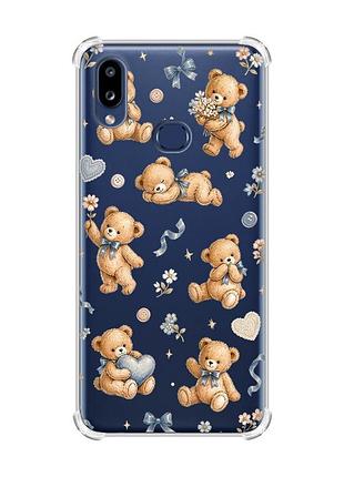 Чохол з потовщеними кутами на samsung galaxy a10s (a107) плюшеві ведмежата (принт 430)
