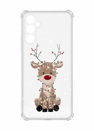 Чехол с утолщёнными углами на samsung galaxy a54 5g/a546 олень новый год (принт 429)