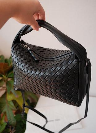 Leather nappa bag massimo dutti / шкіряна плетена сумка середнього розміру массімо дутті