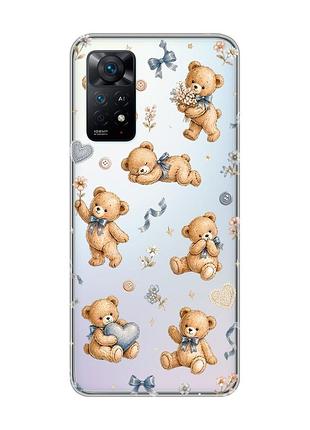 Прозрачный чехол на xiaomi redmi note 11 pro плюшевые медвежата (принт 430)