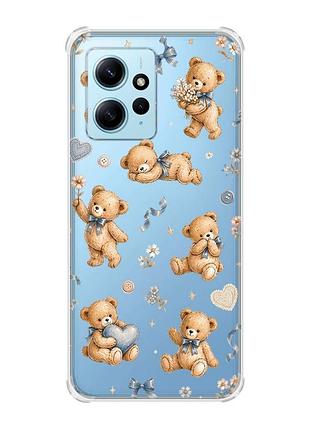 Чехол с утолщенными углами на xiaomi redmi note 12 4g плюшевые медвежата (принт 430)