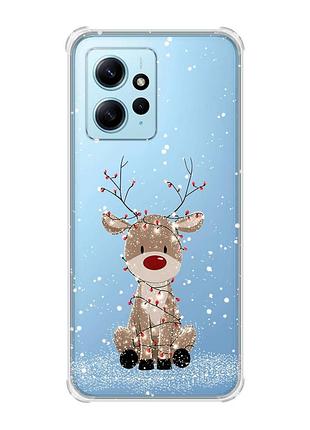 Чохол з потовщеними кутами на xiaomi redmi note 12 4g олень новий рік (принт 429)