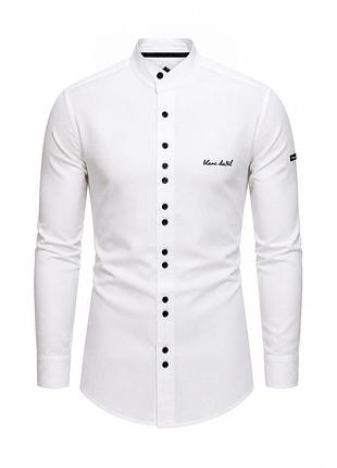 🌿 элегантная мужская рубашка blanc du nil с воротником-стойкой и оригинальными парными пуговицами