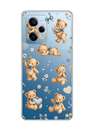 Прозрачный чехол на xiaomi redmi note 12 5g плюшевые медвежата (принт 430)