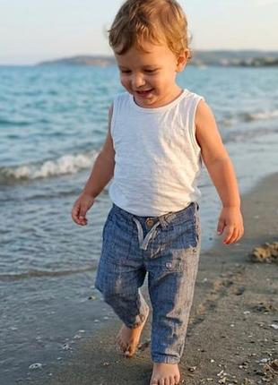 Льняные брюки штаны на мальчика zara baby boy 12-18 месяцев