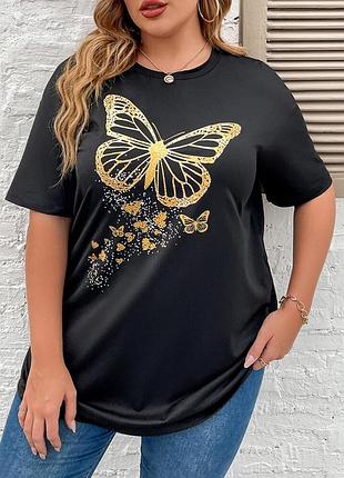 Футболка з метеликом shein 5xl батал