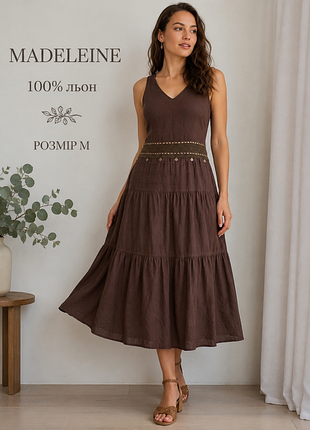 Платье женств madeleine 100% лен, премиум, boho, размер m