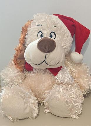 Christmas puppy/dog with scarf and hat, мягкая игрушка новогодняя собачка