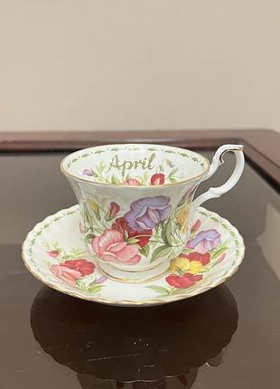Чайна пара royal albert “april, каітень  – sweet pea” bone china, england