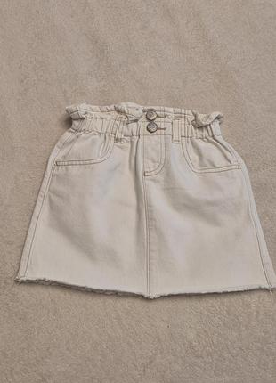 Джинсова, коттонова спідниця zara, georgia 4-5,  104-110 cм, 100% бавовна,  на гумці та з кишенями