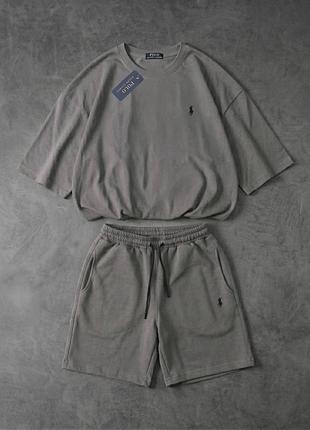 Футболка (графіт) оверсайз турція polo ralph lauren+шорти (графіт) двонитка polo ralph lauren-мал турція